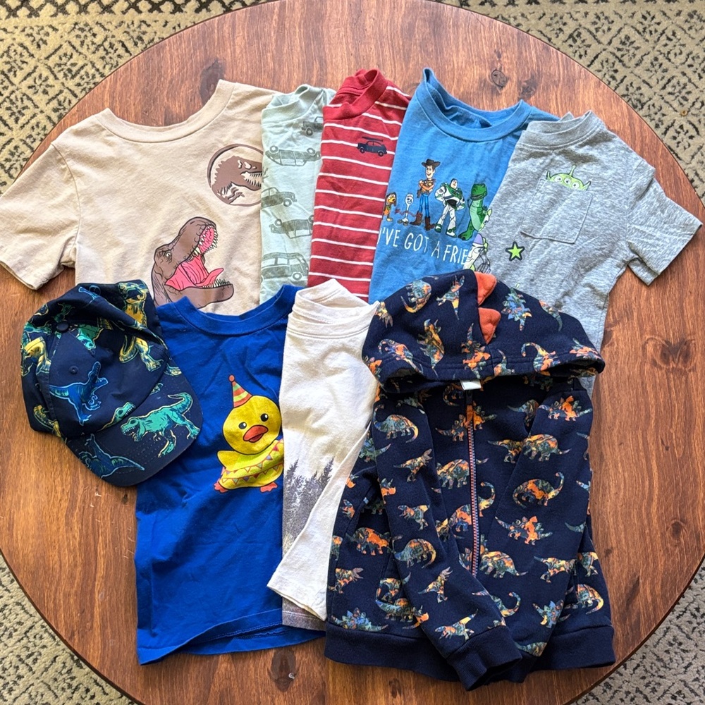 Lot of Size 4T Kids Dinosaur, Cars, Toy Story, Nature,  and Animal Clothing Set